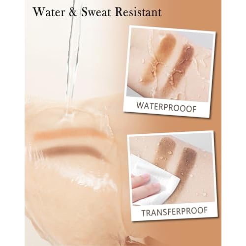 Eyebrow Powder Kit-Waterproof Two Colors Brow Powder Tinted Palette Long Lasting Up to 16H, Brown/Dark Brown Brow Filler Defined&Sculpt Natural Eyebrow Makeup for Sparse Brow with Brow Brush &Razor-03