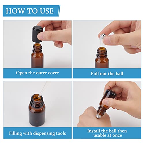 24-Pack Essential Oil Roller Inserts with Stainless Steel Balls