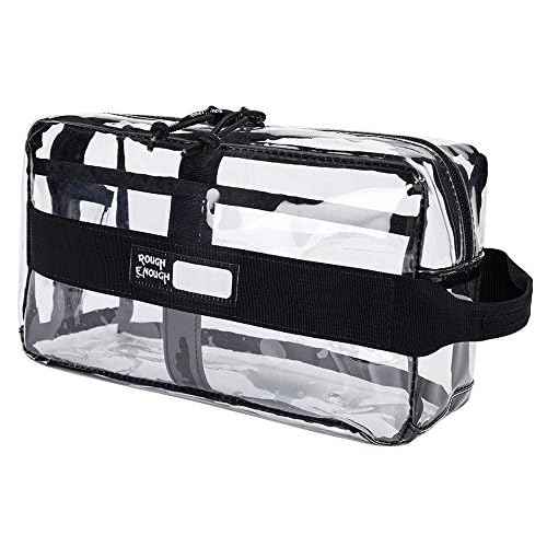 Rough Enough Clear Toiletry Bag Makeup Organizer for Traveling Women Men Travel Size Toiletries Cosmetic Shaving Kit with Handle Large