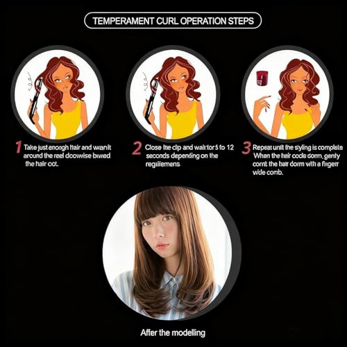 2-in-1 Rotating Curling Iron & Straightener, 3-Temp Ceramic