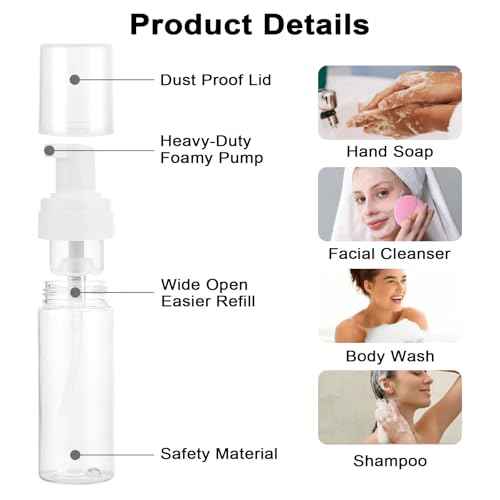 Foam Pump Bottle 7oz 2Pcs Foaming Soap Dispenser 200ml Foaming Spray Bottle Empty Travel Foam Bottle Clear Foam Dispenser for Hand Soap Toiletries Shampoo Lotion