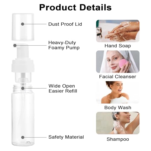 200ml Autdor Foam Pump Bottles 2-Pack - Clear Travel Soap Dispensers