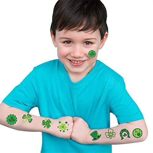 Shamrock Party Favors for Kids - 144pcs St Patrick's Day Irish Tattoo Sticker Ireland Green Party Gift Favors