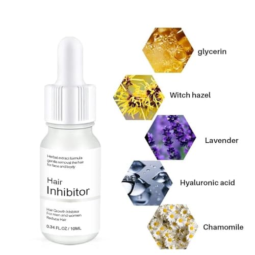 Mild Hair Growth Inhibitor Serum, Moisturizing Permanent Hair Inhibitor Serum Natural Plant Extract Mild Soothing Stop Hair Growth for Face/Arm/Legs Body Bikini, Lotion, Natural Plant Extract, Unisex