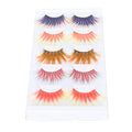6D Colored False Eyelashes - 5 Pairs Gradient Orange Red Blue