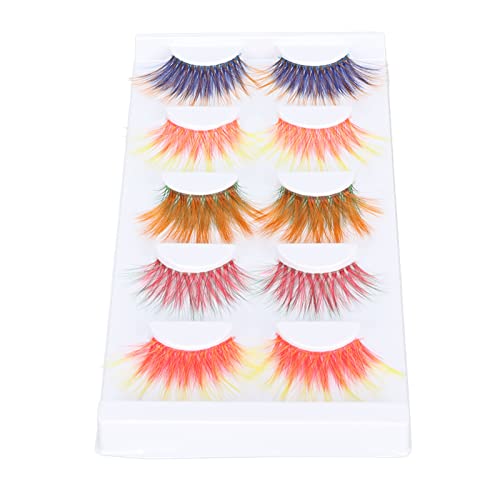 6D Colored False Eyelashes - 5 Pairs Gradient Orange Red Blue