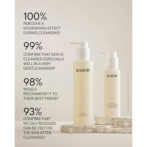 BABOR HY-OL Cleanser & Phyto HY-OL Booster Hydrating Set, Double Cleansing, Oil Cleanser and Makeup Remover Oil for Dull, Dry Skin