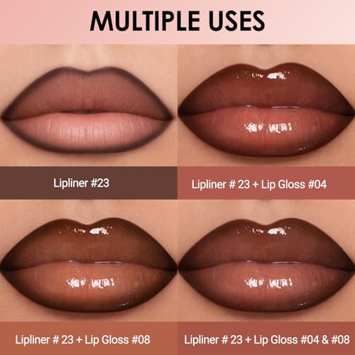 Erinde Lip Liner & Gloss Set - 3-Piece Nude Combo Kit