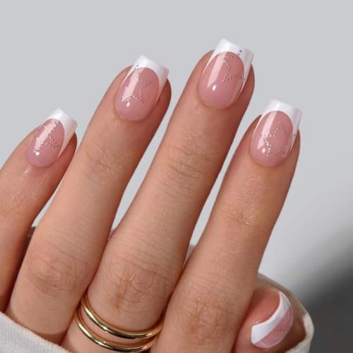 BTArtbox Weekend Star Press On Nails - XS Coffin White French Tips