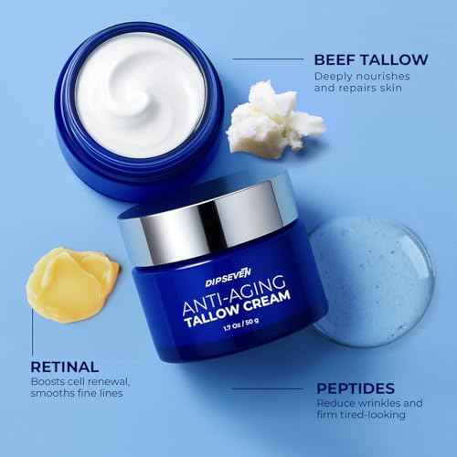 6 in 1 Face Cream with Beef Tallow: 6 in 1 Mens Face Moisturizer, Mens Face Tallow Cream Anti Aging - Eye Bags Treatment & Wrinkle Cream for Men 1.7 oz