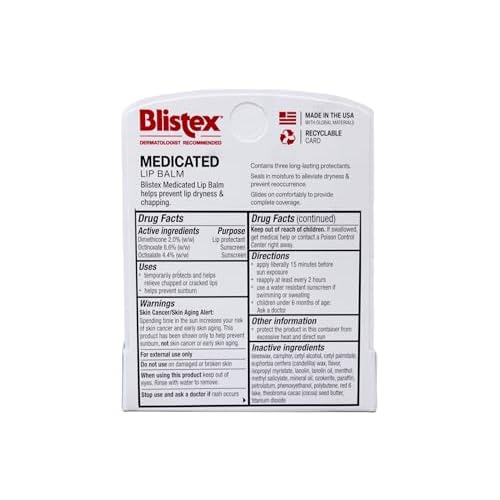 Blistex Medicated Lip Balm, 0.15 Ounce, SPF 15, Hydrating, Pack of 24