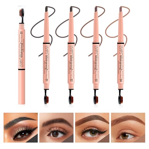 USHAS 2 Pcs Eyebrow Pencil - Eyebrow Pencil with Brush 2-in-1 Dual-Ended EyeBrow Pencils for Women, Eyebrow Makeup Shaper and Filler, Last All-Day and Waterproof (03, Pack of 2)