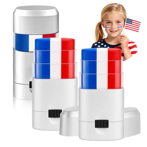 Go Ho 3PCS Red White Blue Eye Black Face Paint Stick Patriotic USA Flag 4th of July