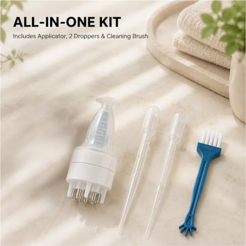 Minoxidil Applicator with 6-Prong Comb Bundle, Mess-Free Scalp Spa Kit (5ml Bottle, Droppers & Cleaning Brush)