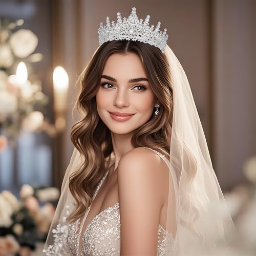 Tiaras and Crowns for Women Crystal Princess Tiaras Rhinestone Queen Crowns For Wedding Bridal Birthday Prom Pageant Party (Tiara 100)