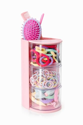 3-Layer Clear Hair Accessories Organizer with Brush Holder