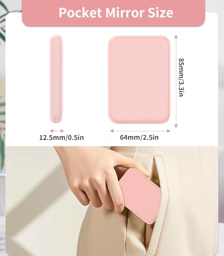 WOBSION Pink Compact Lighted Makeup Mirror 1x/3x Magnification for Purses