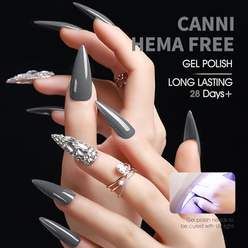 CANNI Dark Grey Gel Nail Polish High Gloss Soak Off UV French Manicure