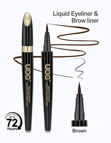 UOG Liquid Eyeliner - Waterproof, Smudge-Proof, Quick-Dry with Precise Slender Brush Tip. No-Skip, Allergy-Free, Long-Lasting up to 72 Hours. 1.0mL/0.035 Fl oz