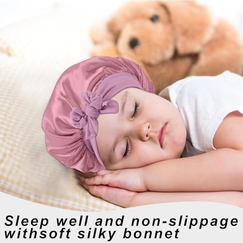 Kids Satin Sleep Bonnet 3-Pack - Adjustable Hair Care Cap
