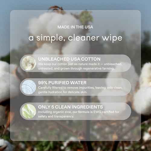 Raan, 100% Cotton Baby & Toddler Wipes, Unbleached, 99% Purified Water, Unscented, EWG verified, Made for Sensitive Skin, Extra Soft and Durable, 12 pack, 720 Count