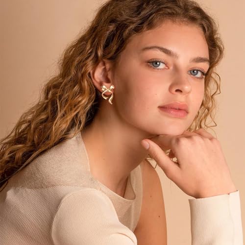 Doubnine BowKnot Gold Stud Earrings for Women