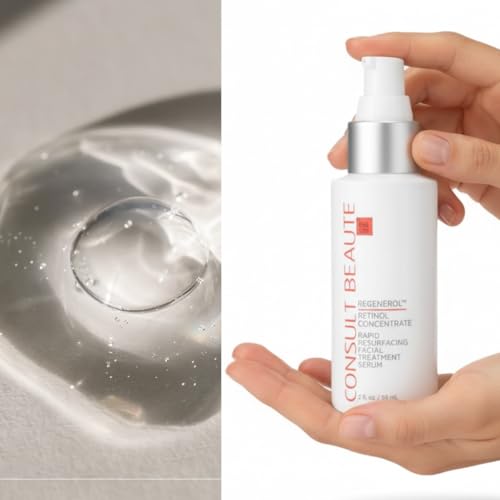 Consult Beaute Regenerol Rapid Resurfacing Retinol Serum for Face, Facial Treatment Concentrate with Bakuchiol, Renews Skin Texture & Diminishes the Appearance of Fine Lines and Wrinkles 2 Fl. Oz.
