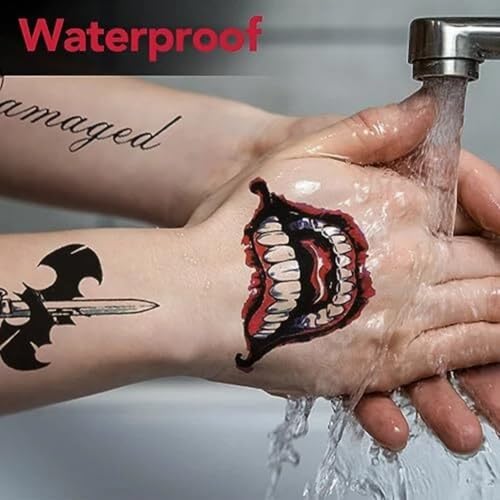 Joker Temporary Tattoos - 6 Sheets Waterproof Fake Stickers