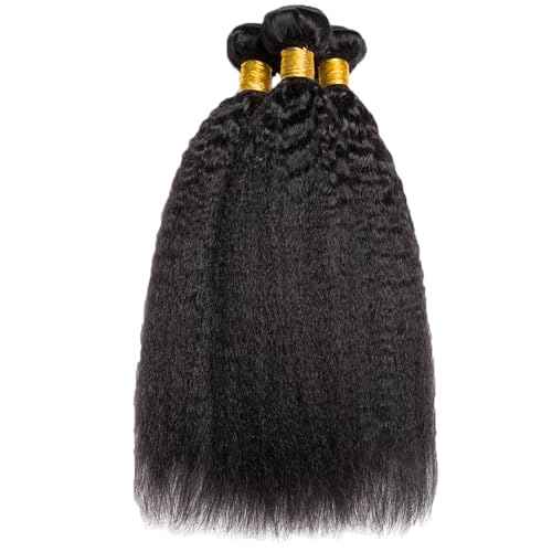 Kinky Straight Bundles Human Hair Natural Black Color 8 10 12 Inch Brazilian Unprocessed Virgin Hair Extensions