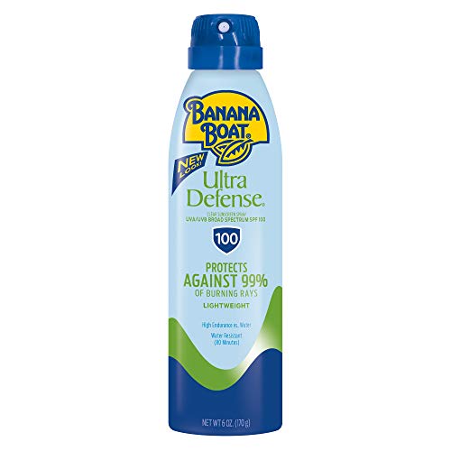 Banana Boat Ultra Defense Clear Sunscreen Spray SPF 100, 6oz | Lightweight Sunscreen, Banana Boat SPF 100 Spray On Sunscreen, Water Resistant Sunscreen, 6oz