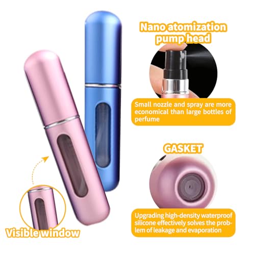 6-Pack 5ml Travel Perfume Bottles Refillable Spray