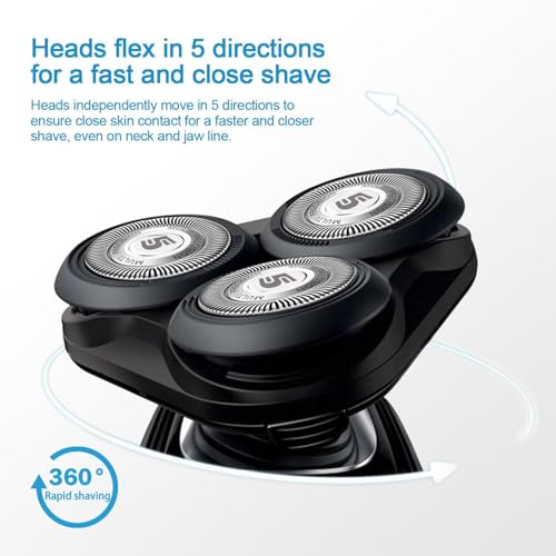 SH50 Replacement Blades Compatible with Philips Aquatec Shaver, 5000 Shavers Series, 6-pc Blades with Retaining Rings
