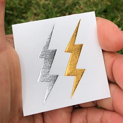Metallic Lightning Bolt Temporary Tattoos, 48-Pack