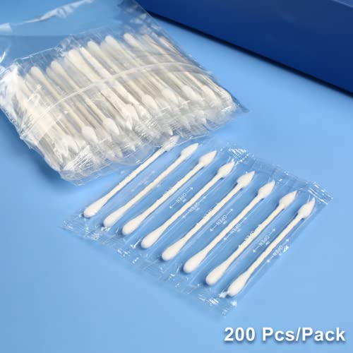 200 Count Individually Wrapped Cotton Swabs - Double Tipped for Beauty Care