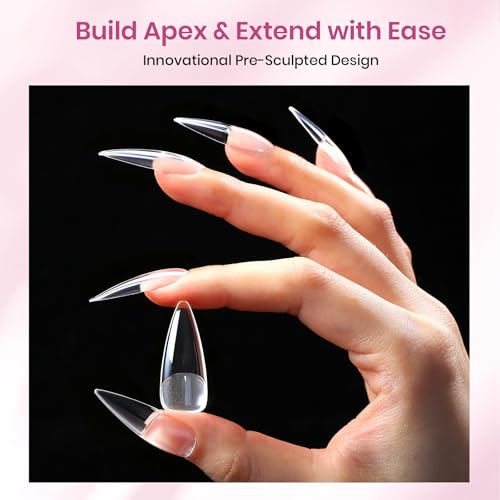 Beetles Tipex Lite Long Stiletto Nail Tips 256pcs with 16 Sizes for DIY Extensions