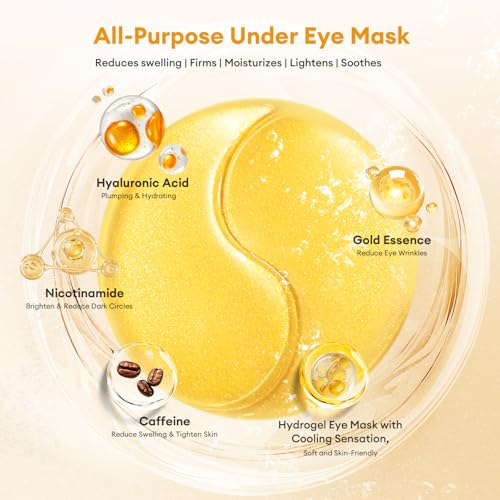 Gold Hydrogel Eye Patches for Puffy Eyes & Dark Circles - 60 PCS