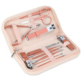 12-in-1 Rose Gold Manicure Set with Pink Leather Case