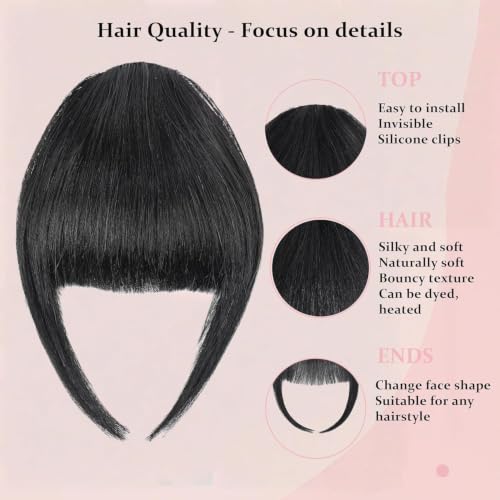 Clip-On Bangs | 100% Real Human Hair Curved Fringe for Daily Wear