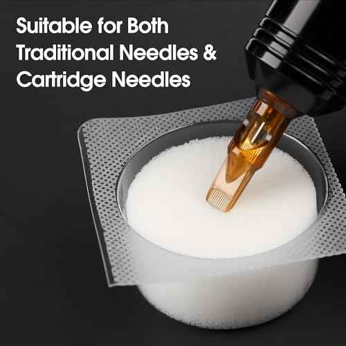 RHEIN 18 Tattoo Dip Foam Cup 2 Ink Cup Holders 12 Ink Tray Cleaning Needles Tip Tattoo Cleaning Supplies Disposable Professional