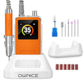 OWNICE Orange Cordless Electric Nail Drill 35000RPM Manicure & Pedicure E-File Buffer