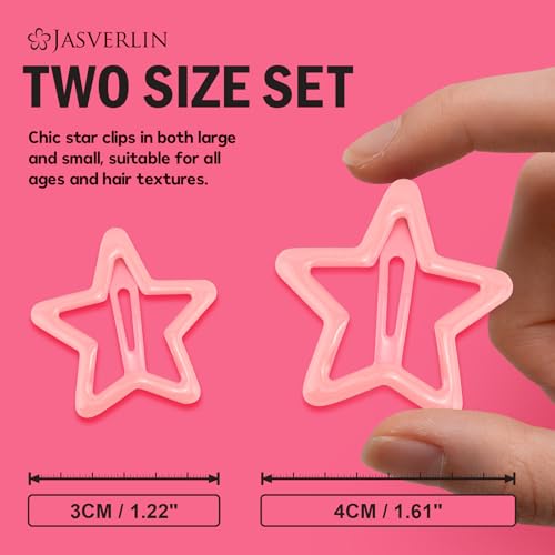 JASVERLIN Pink Star Snap Hair Clips, 36-Pc Y2K Set