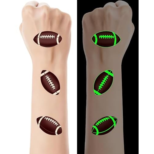 240 Pieces Luminous Football Temporary Tattoos Stickers,20 Sheets Glow in The Dark American Football Themed Tattoos Stickers Party Decoration Supplies for Adults