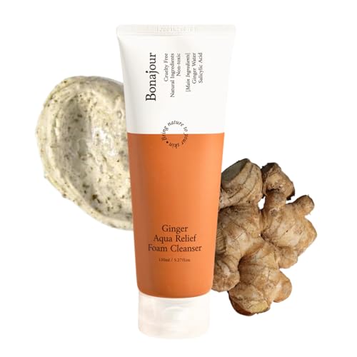 BONAJOUR] Ginger Aqua Relief Foam Cleanser - Acne relief, gentle exfoliation, pore tightening, and skin soothing for sensitive skin