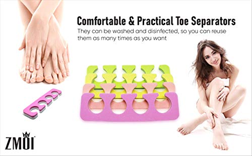 Premium Toe Separator Set - 24 Soft Foam Pedicure Tools by ZMOI