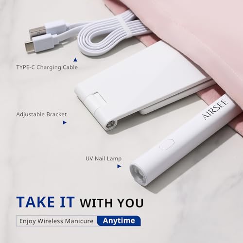 AIRSEE Mini UV LED Nail Lamp with Folding Stand - Portable Gel Light