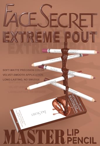 Matte Lip Liner Set - 5PC Brick Red & Cocoa Brown with Brush