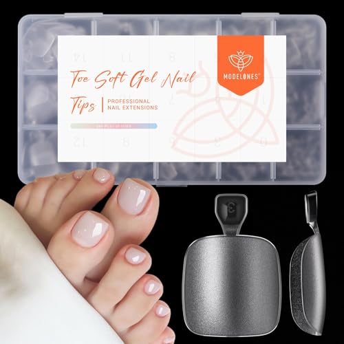 Modelones Toe Nail Tips Short Square Soft Gel Squoval Fake Press Ons
