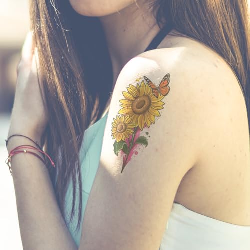 6 Sheets Tiny Small Temporary Tattoos For Women Men Finger Hands Neck Wrist Face, Cute Long Lasting Cartoon Fake Tattoo Stickers For Kids Boys Girls Leopard Tiger Lion Sunflower Butterfly