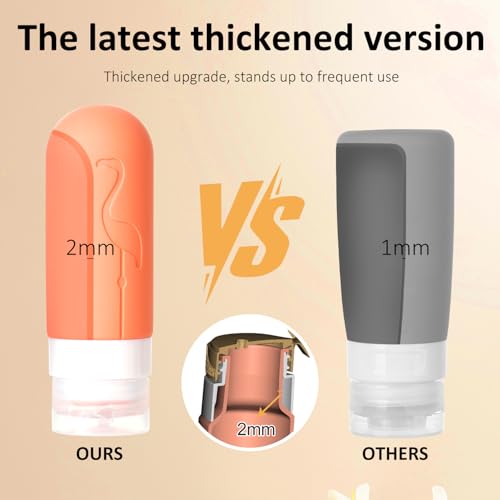 Vipop 3 oz Travel Bottles, Leak Proof TSA Approved Silicone Containers