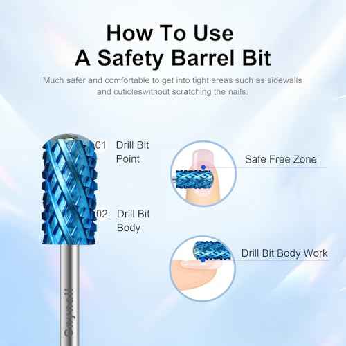 3/32" Large Barrel Smooth Round Top Tungsten Carbide Nail Drill Bit Safety Bit for Gel & Acrylic Removal, 2-Way Rotating Efile Tip, Salon Electric File Accessory (4XC Grit, Blue)
